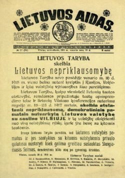 1918-02-19 LIetuvos aidas