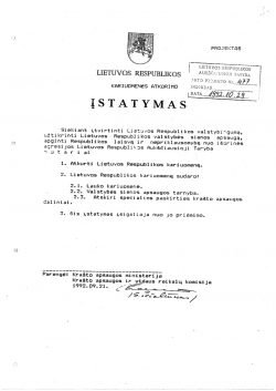 1992-09-21 Kariuomenės atkūrimo įstatymo projektas